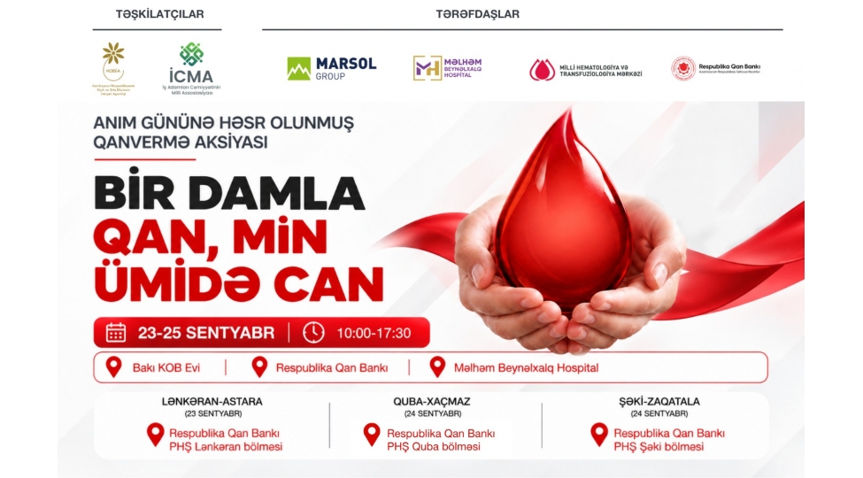 Könüllü qanvermə aksiyası keçiriləcək
