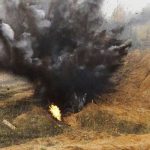 Laçında traktor minaya düşdü