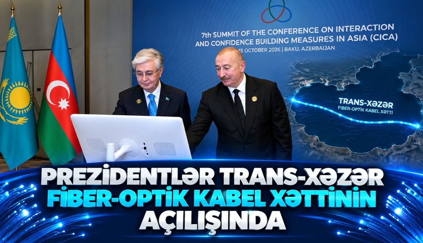 Prezidentlər Trans-Xəzər Fiber-Optik Kabel Xəttinin AÇILIŞINDA