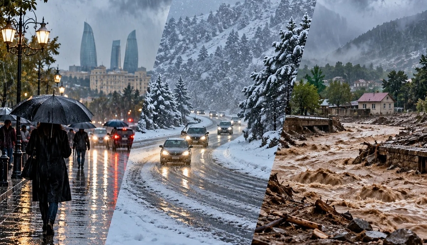 Hava dəyişir: Yağış, qar və sel xəbərdarlığı