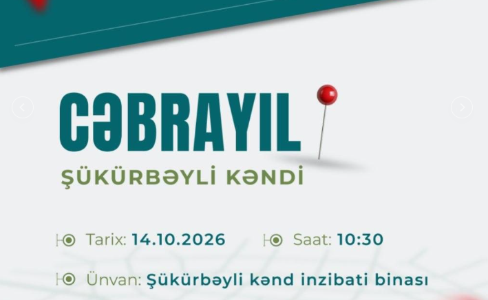 Cəbrayılın Şükürbəyli kəndində əmək yarmarkası olacaq