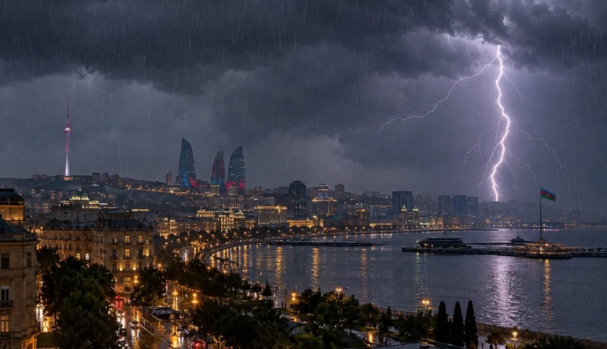 Bakıda yağış yağacaq, şimşək çaxacaq
